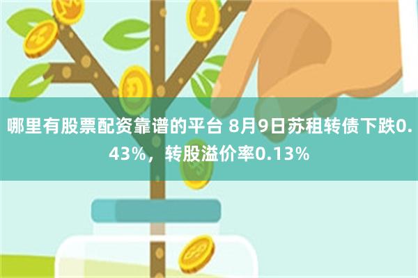 哪里有股票配资靠谱的平台 8月9日苏租转债下跌0.43%，转股溢价率0.13%