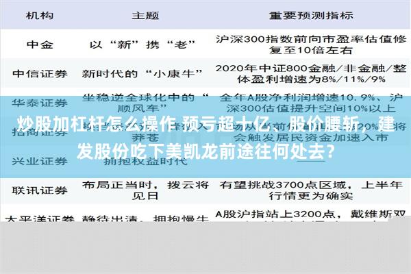 炒股加杠杆怎么操作 预亏超十亿、股价腰斩，建发股份吃下美凯龙前途往何处去？